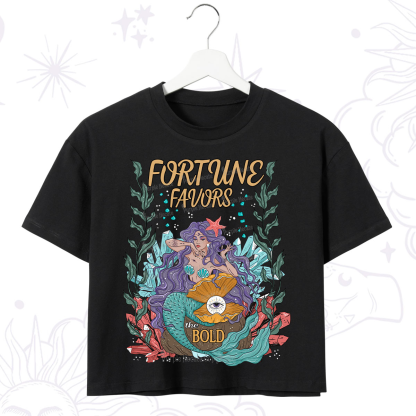 Purplehecate Fortune Favors The Bold Crop T-Shirt