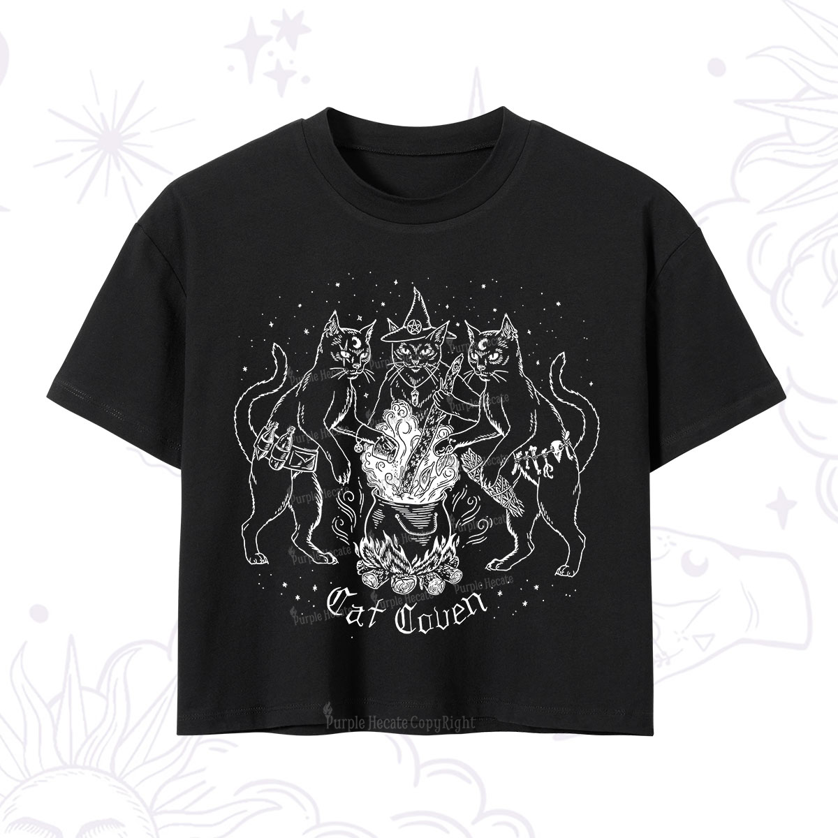Purplehecate Cat Coven Crop T-Shirt