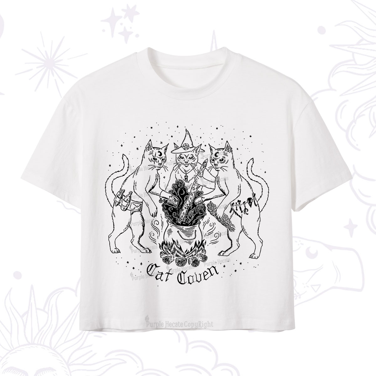 Purplehecate Cat Coven Crop T-Shirt