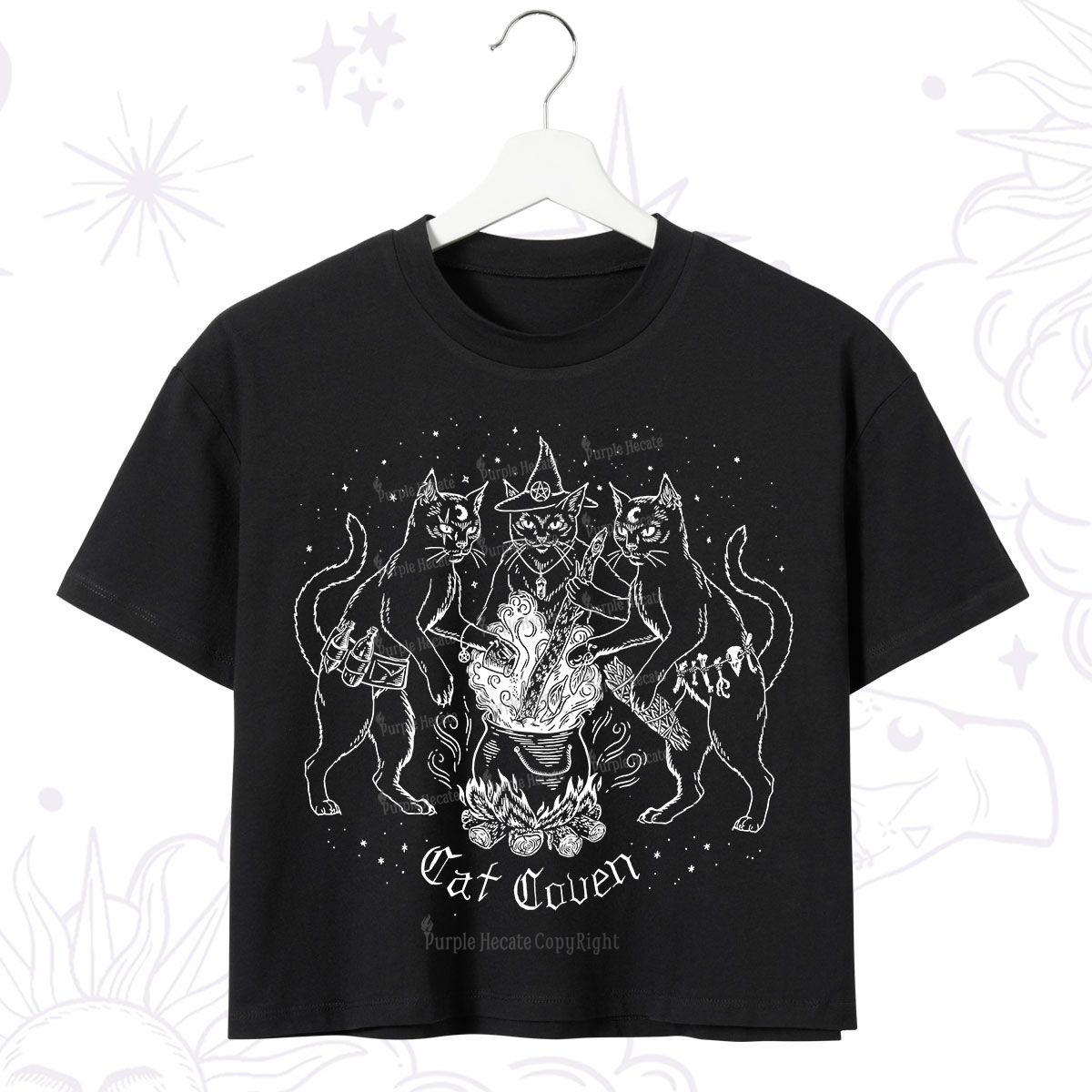 Purplehecate Cat Coven Crop T-Shirt