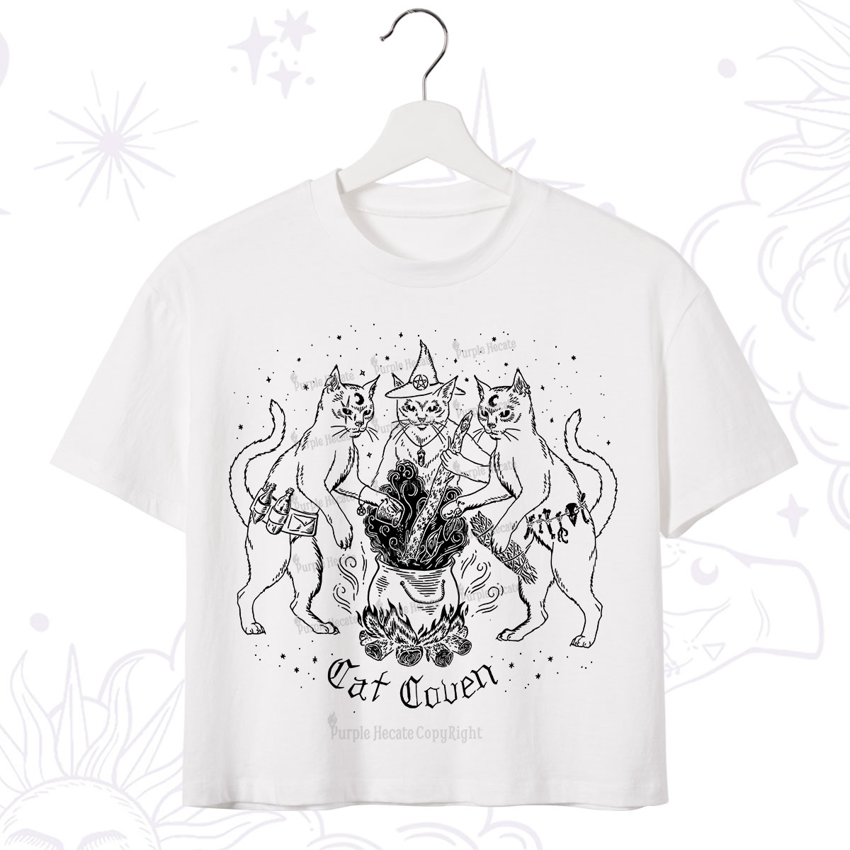 Purplehecate Cat Coven Crop T-Shirt