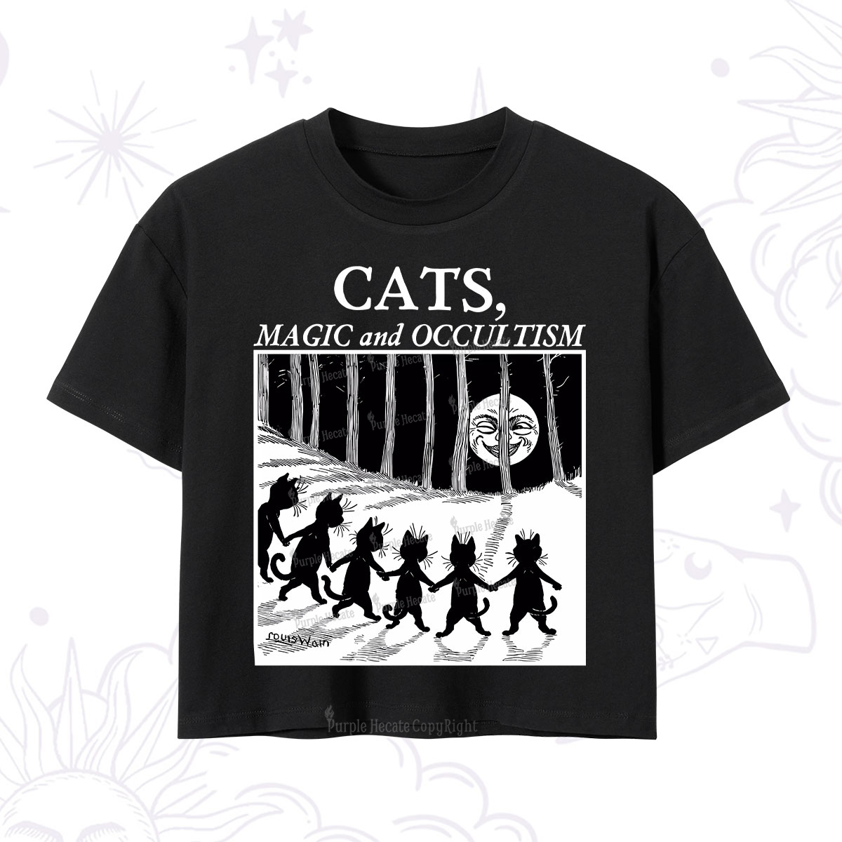 Purplehecate Cats Magic And Occultism Crop T-Shirt
