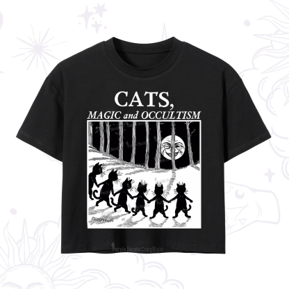 Purplehecate Cats Magic And Occultism Crop T-Shirt