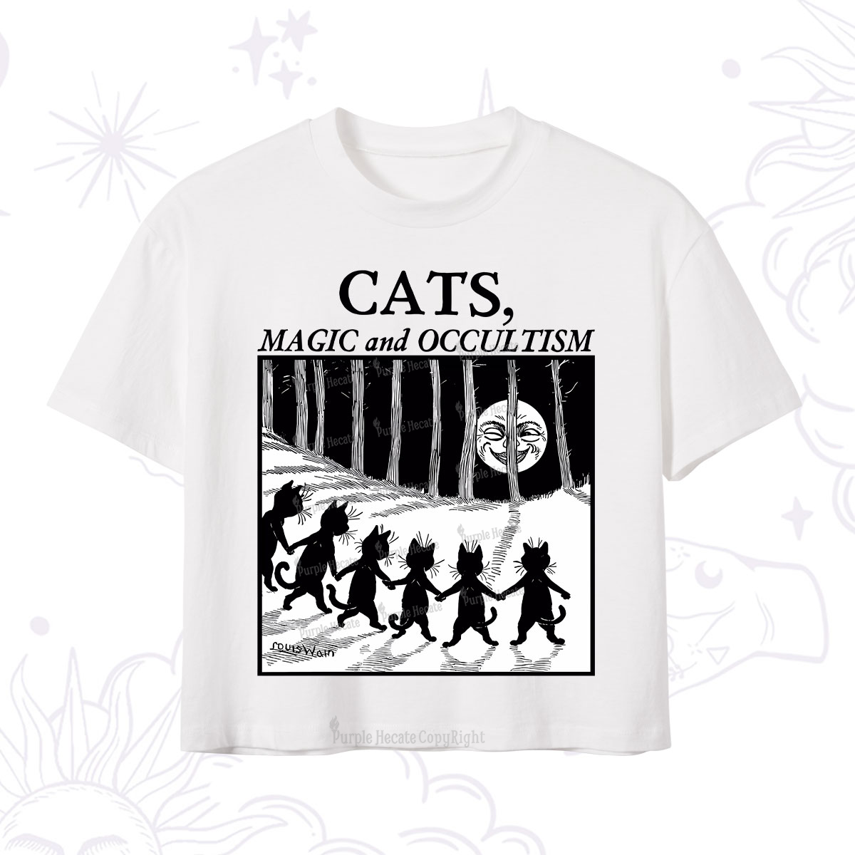 Purplehecate Cats Magic And Occultism Crop T-Shirt