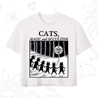 Purplehecate Cats Magic And Occultism Crop T-Shirt