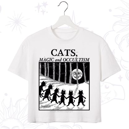 Purplehecate Cats Magic And Occultism Crop T-Shirt
