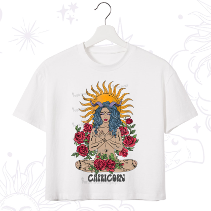 Purplehecate Sun Guardian Of Capricorn Zodiac Crop T-Shirt