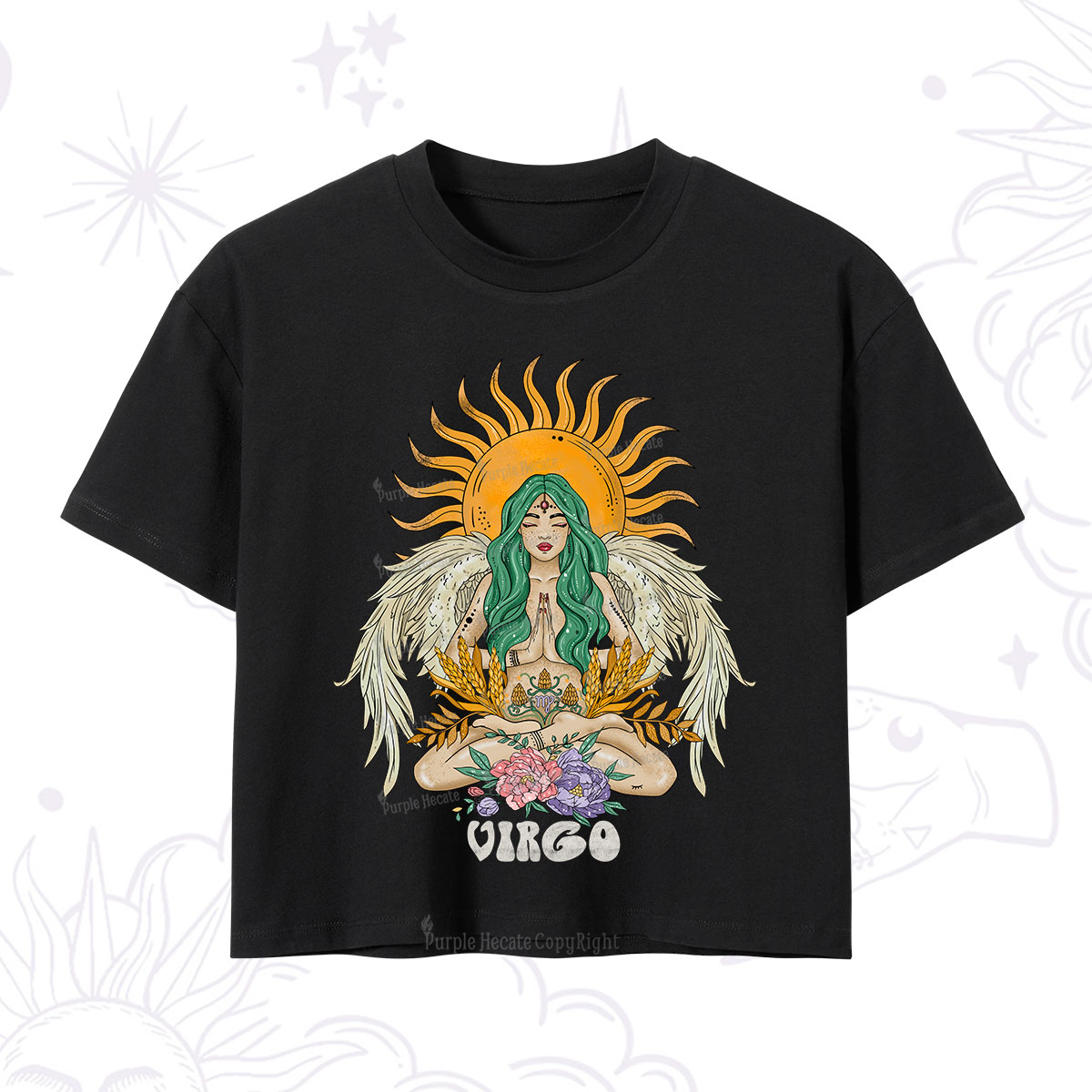 Purplehecate Sun Guardian Of Virgo Zodiac Crop T-Shirt