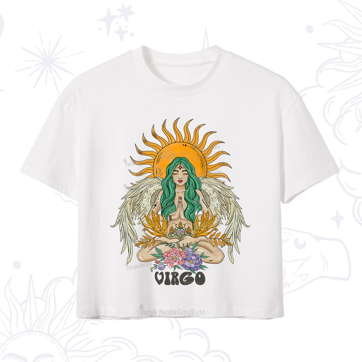 Purplehecate Sun Guardian Of Virgo Zodiac Crop T-Shirt