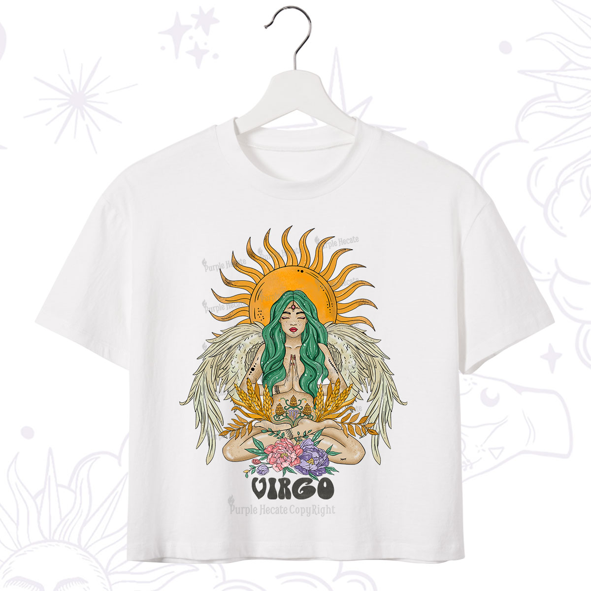 Purplehecate Sun Guardian Of Virgo Zodiac Crop T-Shirt