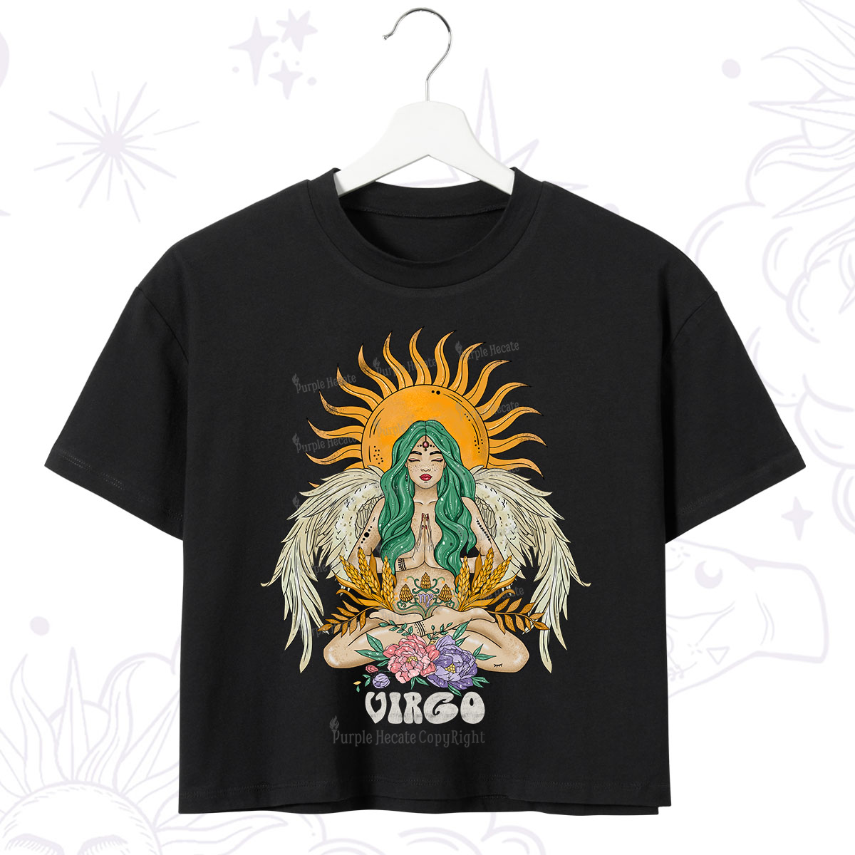 Purplehecate Sun Guardian Of Virgo Zodiac Crop T-Shirt