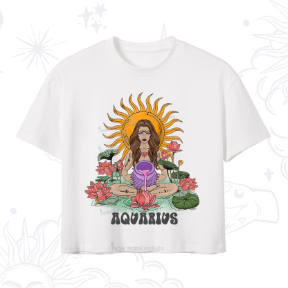 Purplehecate Sun Guardian Of Aquarius Zodiac Crop T-Shirt