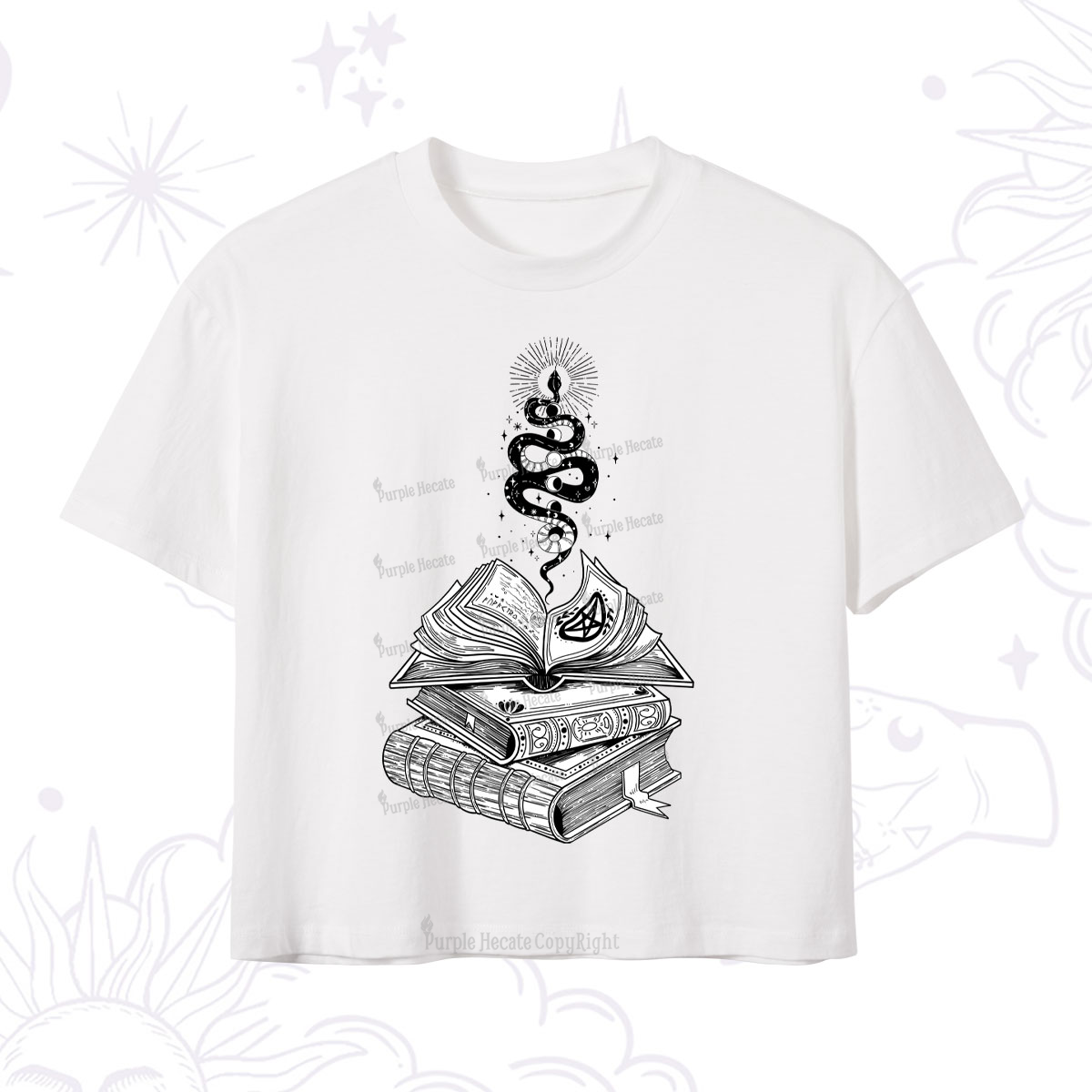 Purplehecate Spellbook And Guardian Serpent Crop T-Shirt