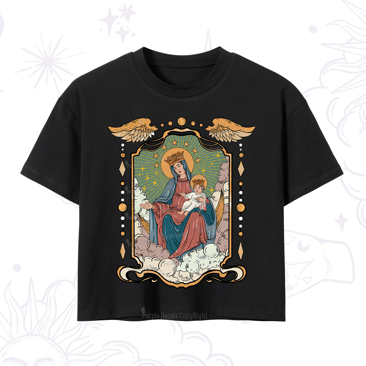 Purplehecate The Lady Of the Rosary Crop T-Shirt