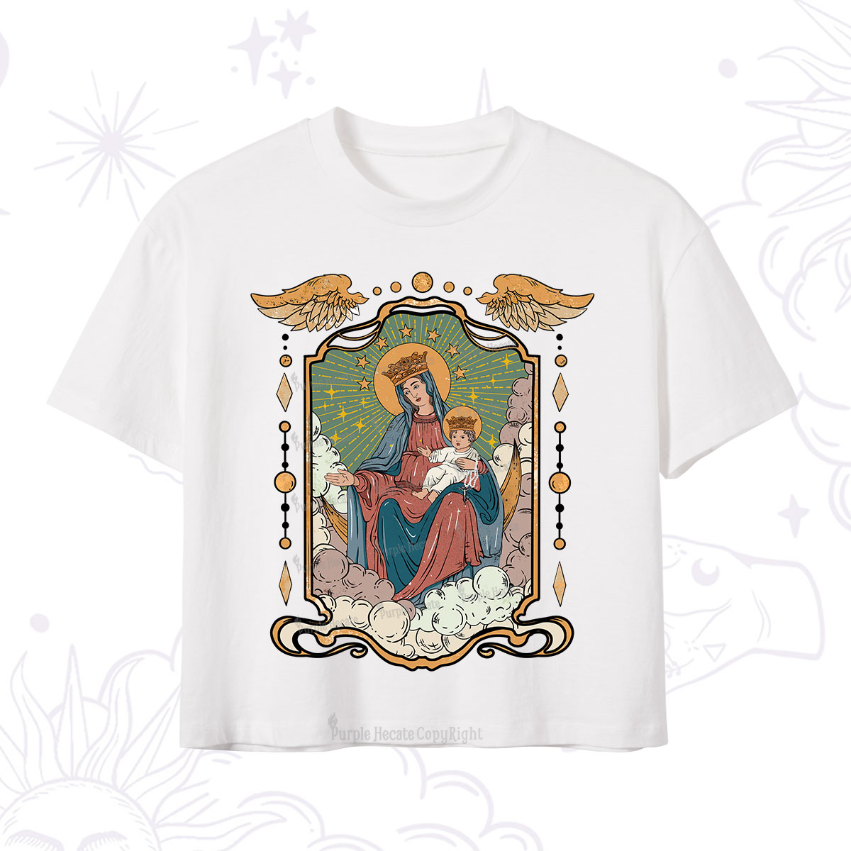 Purplehecate The Lady Of the Rosary Crop T-Shirt