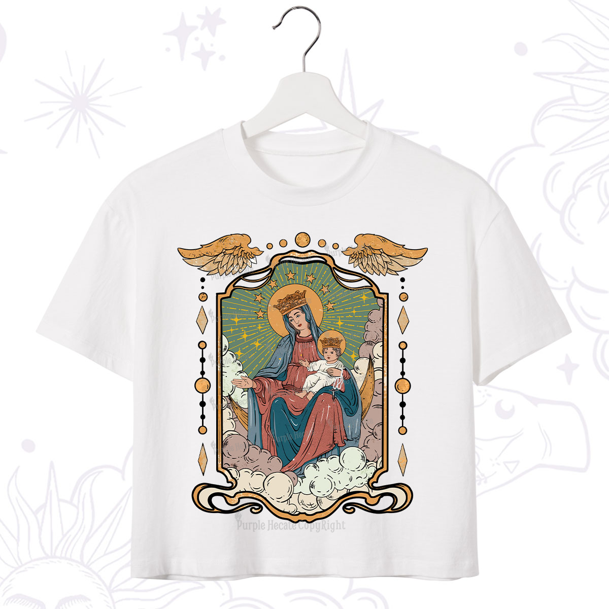 Purplehecate The Lady Of the Rosary Crop T-Shirt