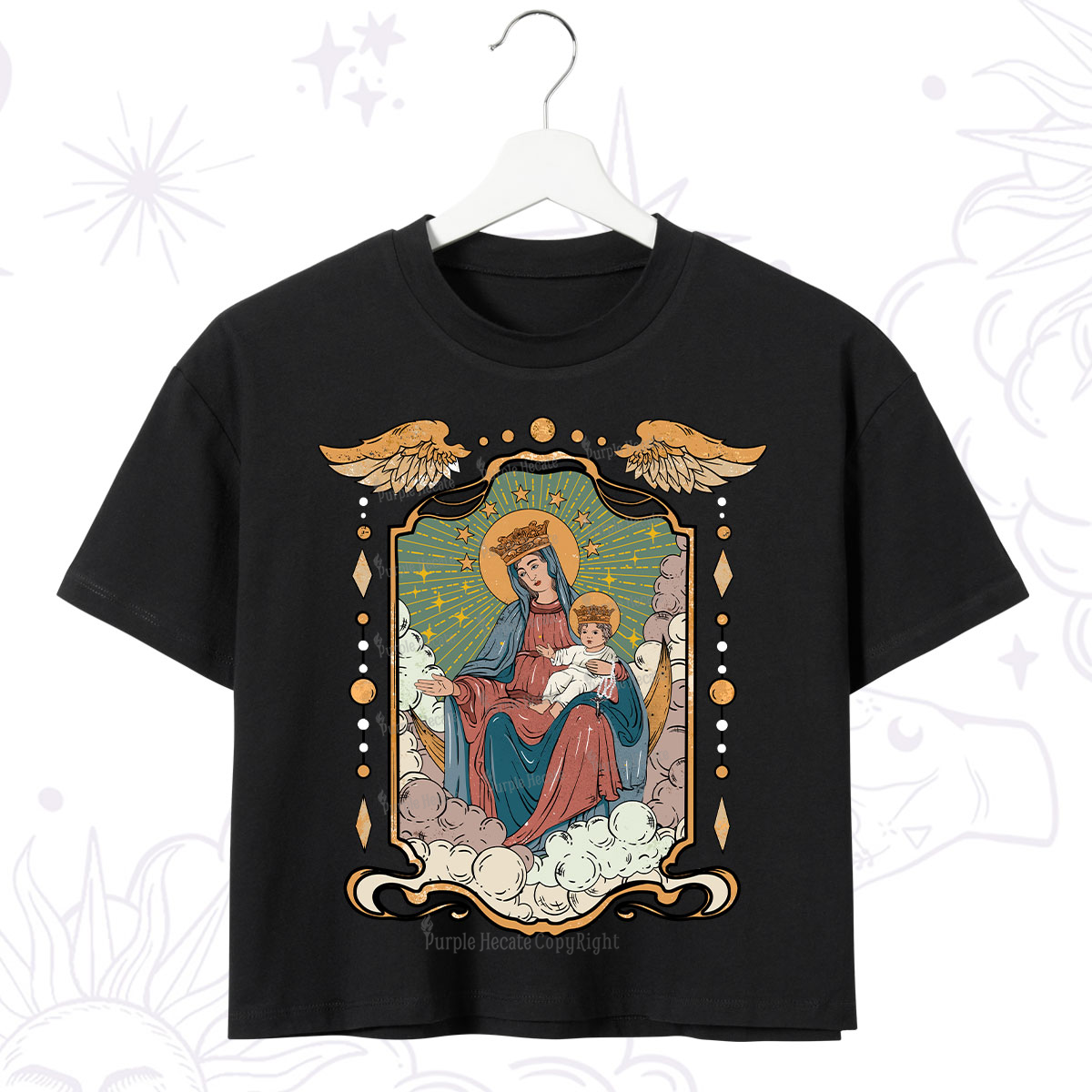 Purplehecate The Lady Of the Rosary Crop T-Shirt