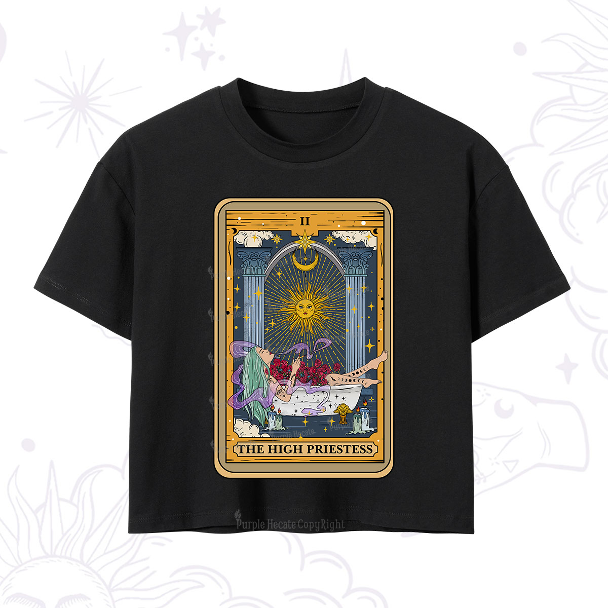 Purplehecate The High Priestess Tarot Card Crop T-Shirt