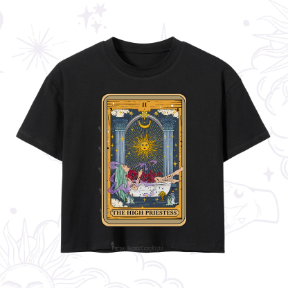 Purplehecate The High Priestess Tarot Card Crop T-Shirt