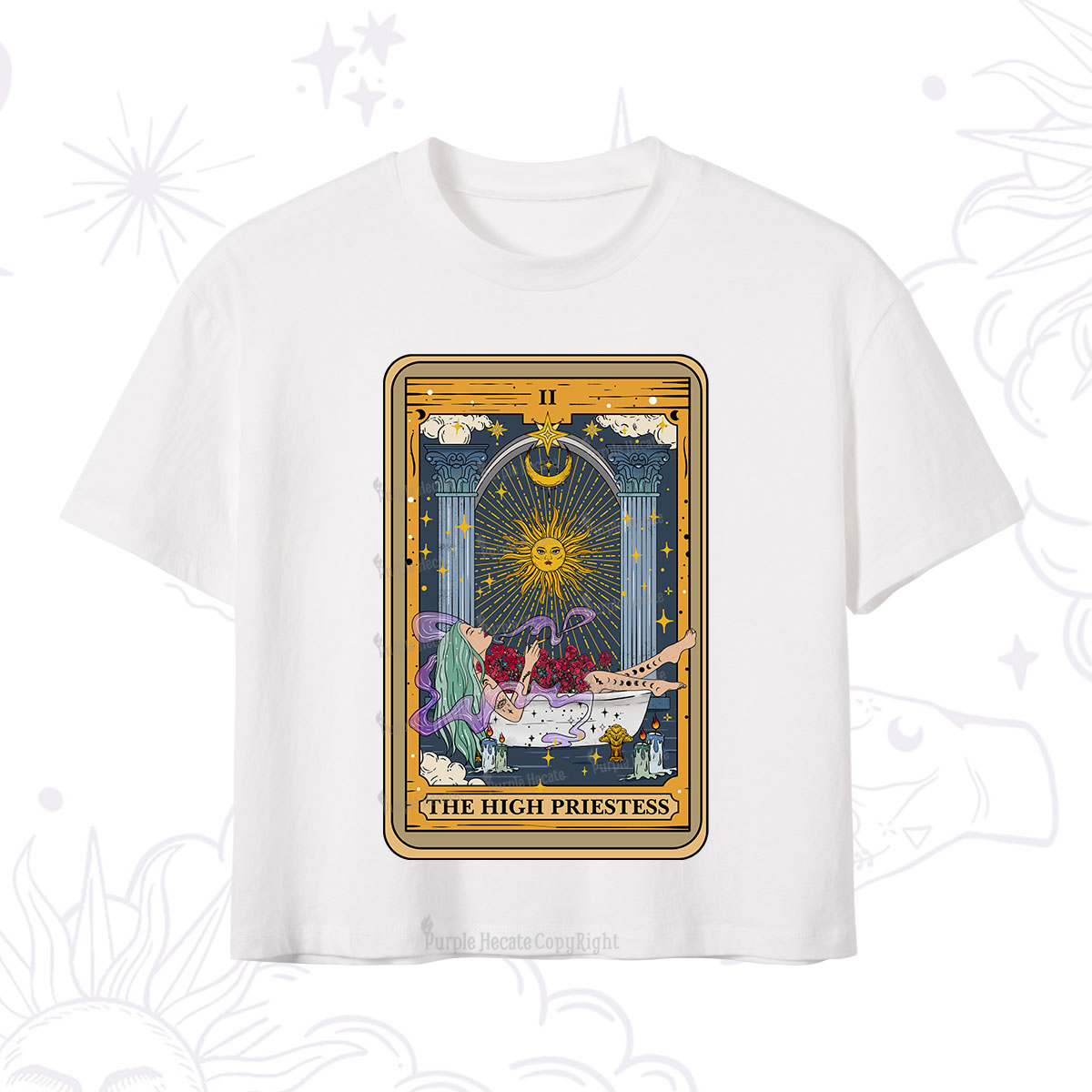 Purplehecate The High Priestess Tarot Card Crop T-Shirt