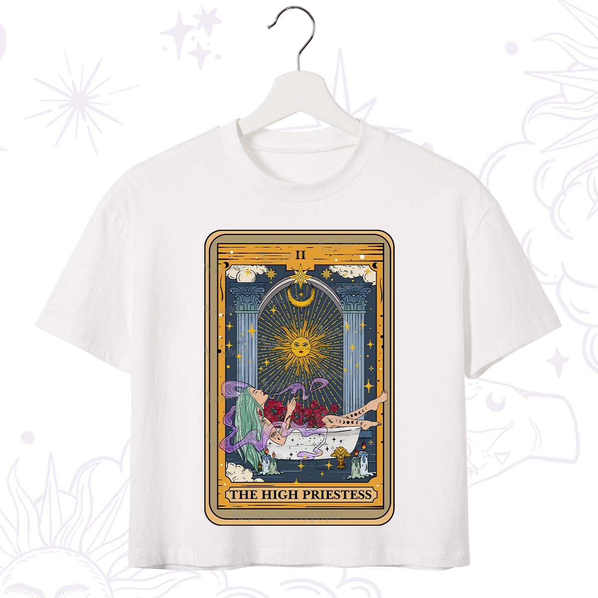 Purplehecate The High Priestess Tarot Card Crop T-Shirt
