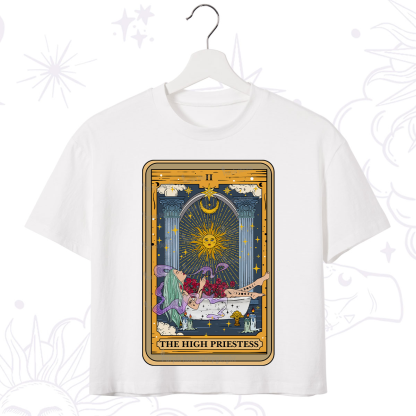 Purplehecate The High Priestess Tarot Card Crop T-Shirt