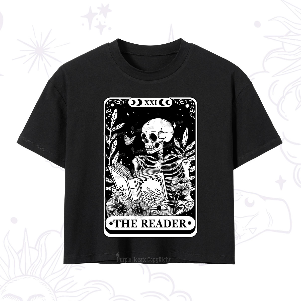 Purplehecate The Reader Tarot Card Crop T-Shirt