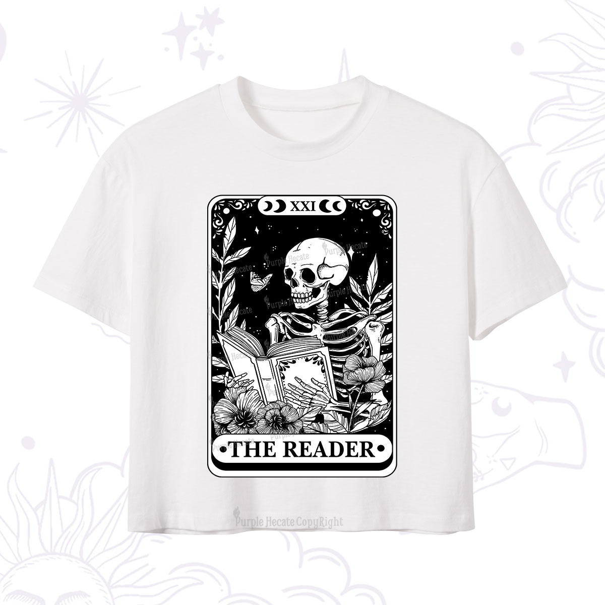 Purplehecate The Reader Tarot Card Crop T-Shirt