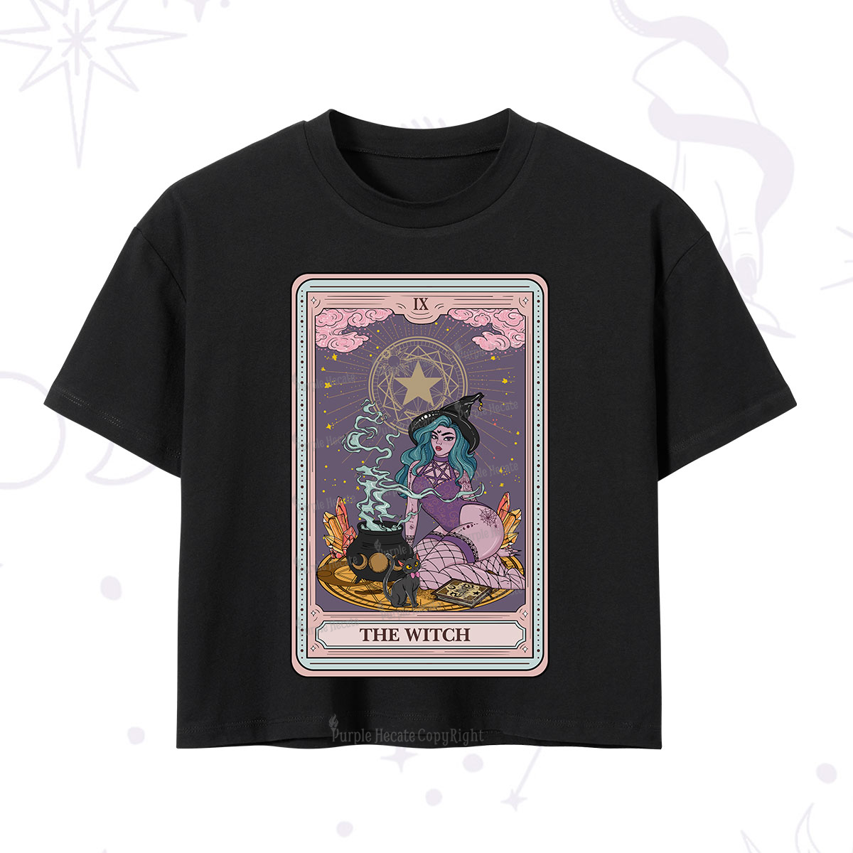 Purplehecate The Alchemy Witch Tarot Card Crop T-Shirt