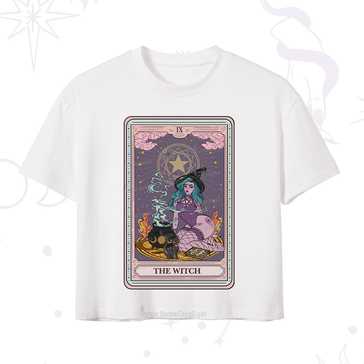 Purplehecate The Alchemy Witch Tarot Card Crop T-Shirt