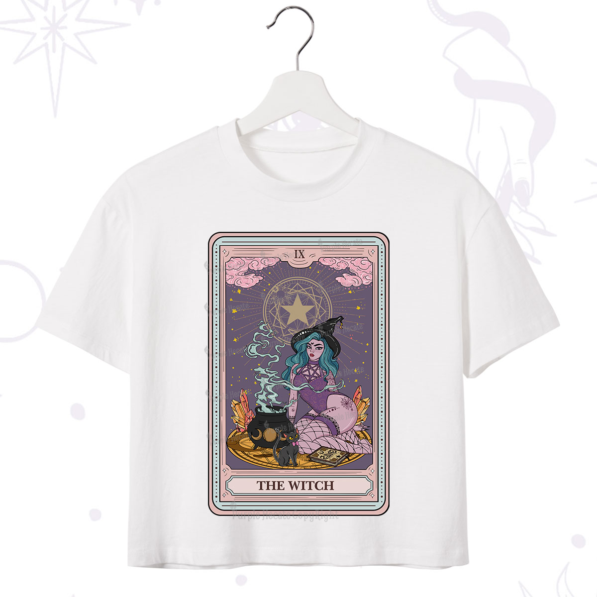 Purplehecate The Alchemy Witch Tarot Card Crop T-Shirt