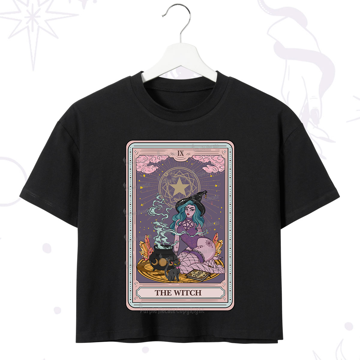 Purplehecate The Alchemy Witch Tarot Card Crop T-Shirt