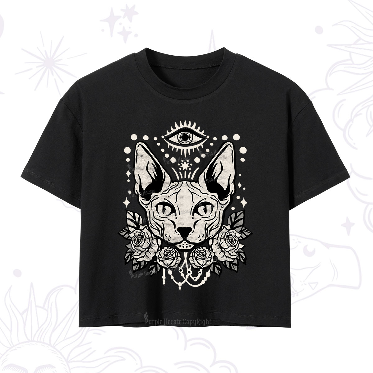Purplehecate Mystical Cat Crop T-Shirt
