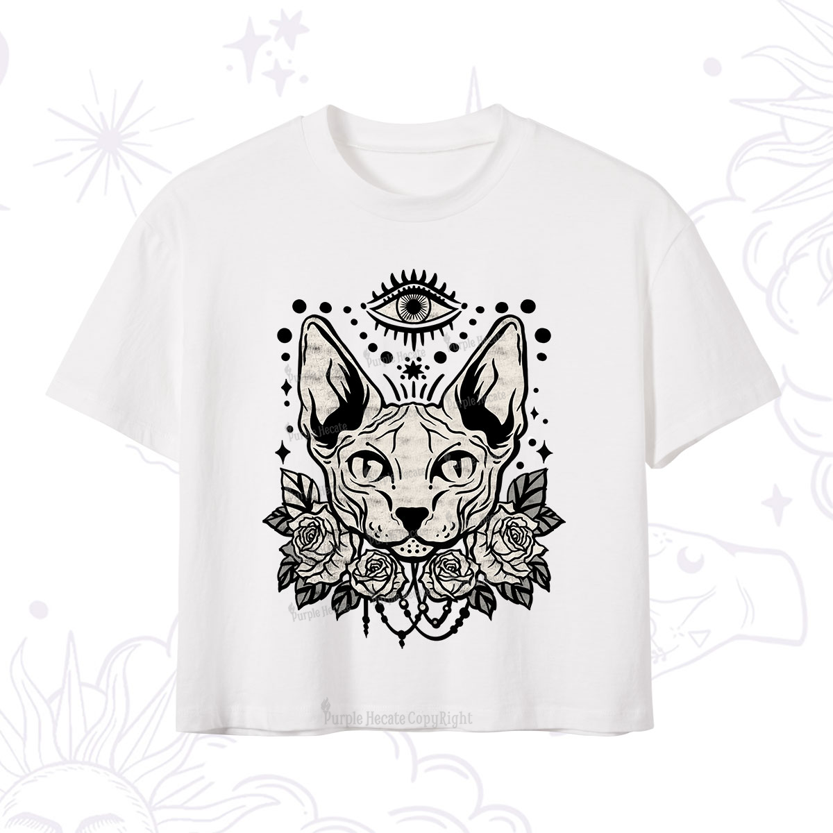 Purplehecate Mystical Cat Crop T-Shirt