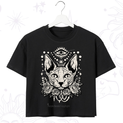 Purplehecate Mystical Cat Crop T-Shirt