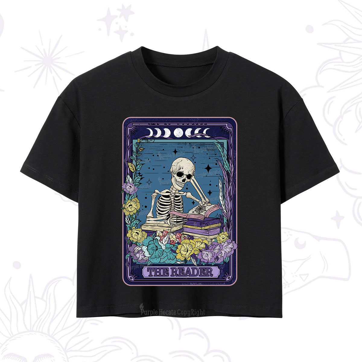 Purplehecate The Reader Tarot Card Crop T-Shirt