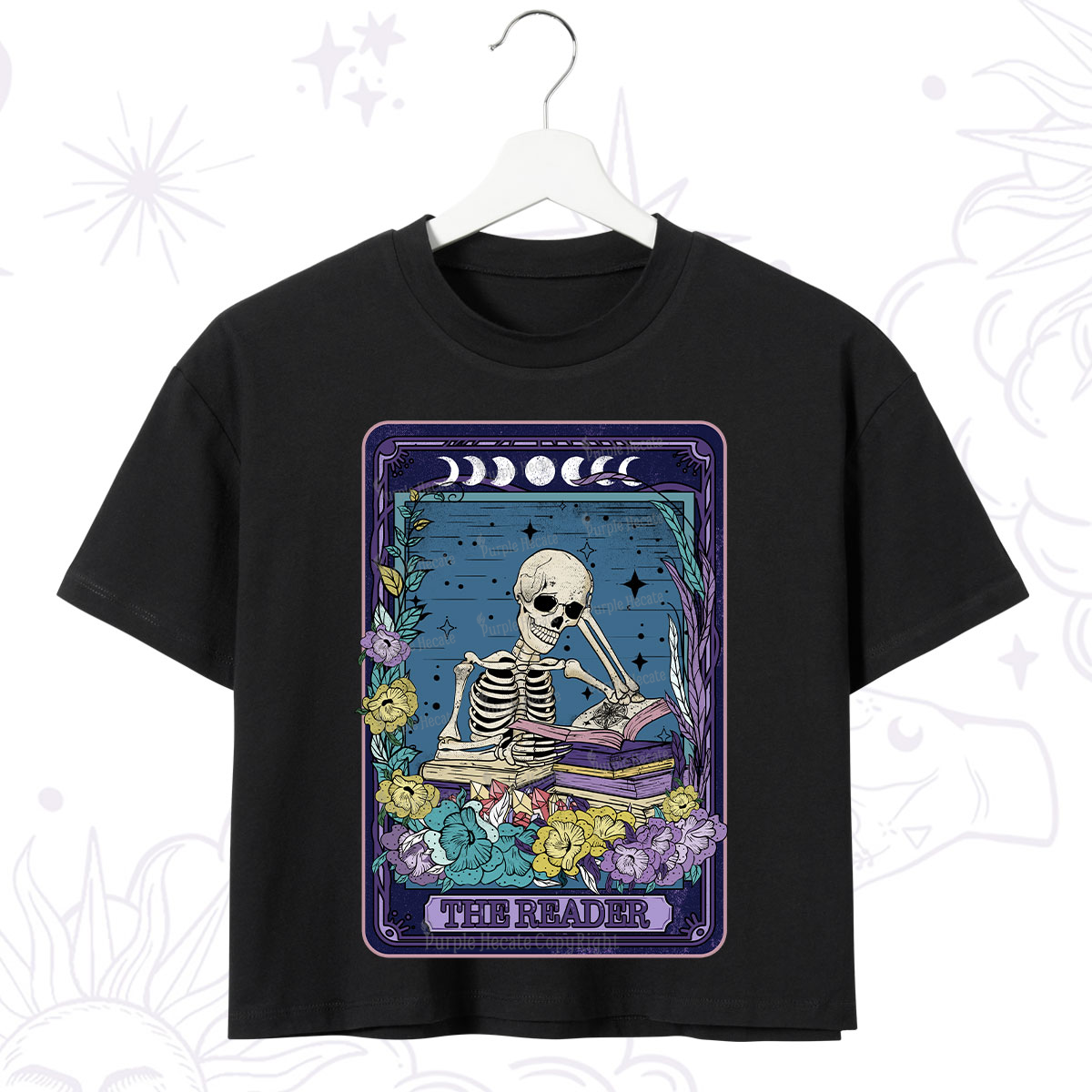 Purplehecate The Reader Tarot Card Crop T-Shirt