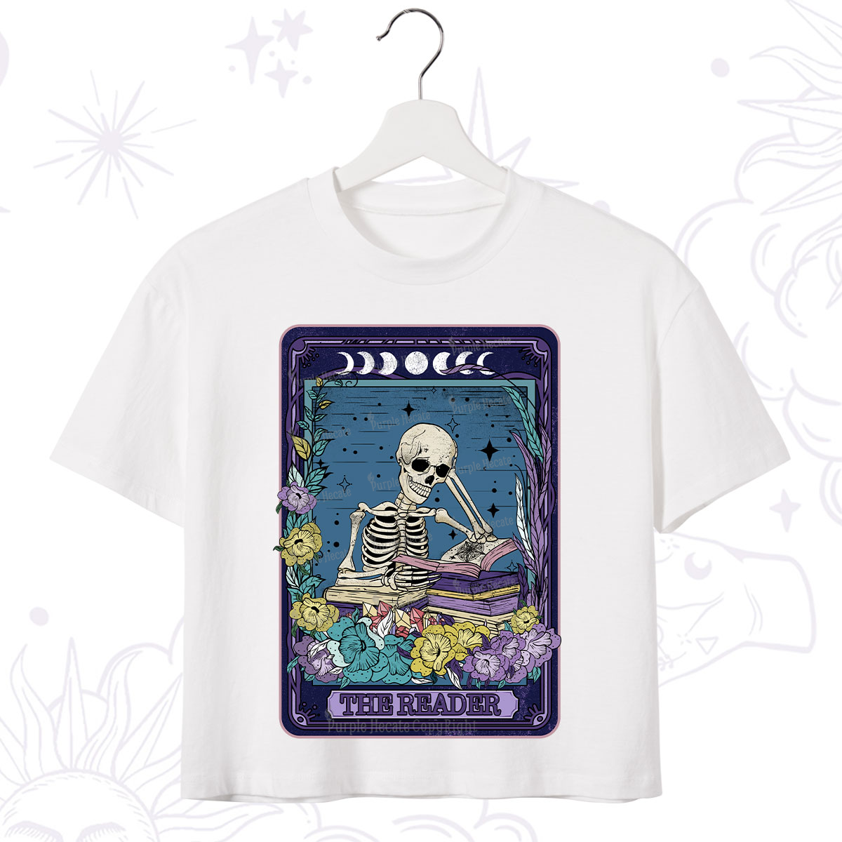 Purplehecate The Reader Tarot Card Crop T-Shirt
