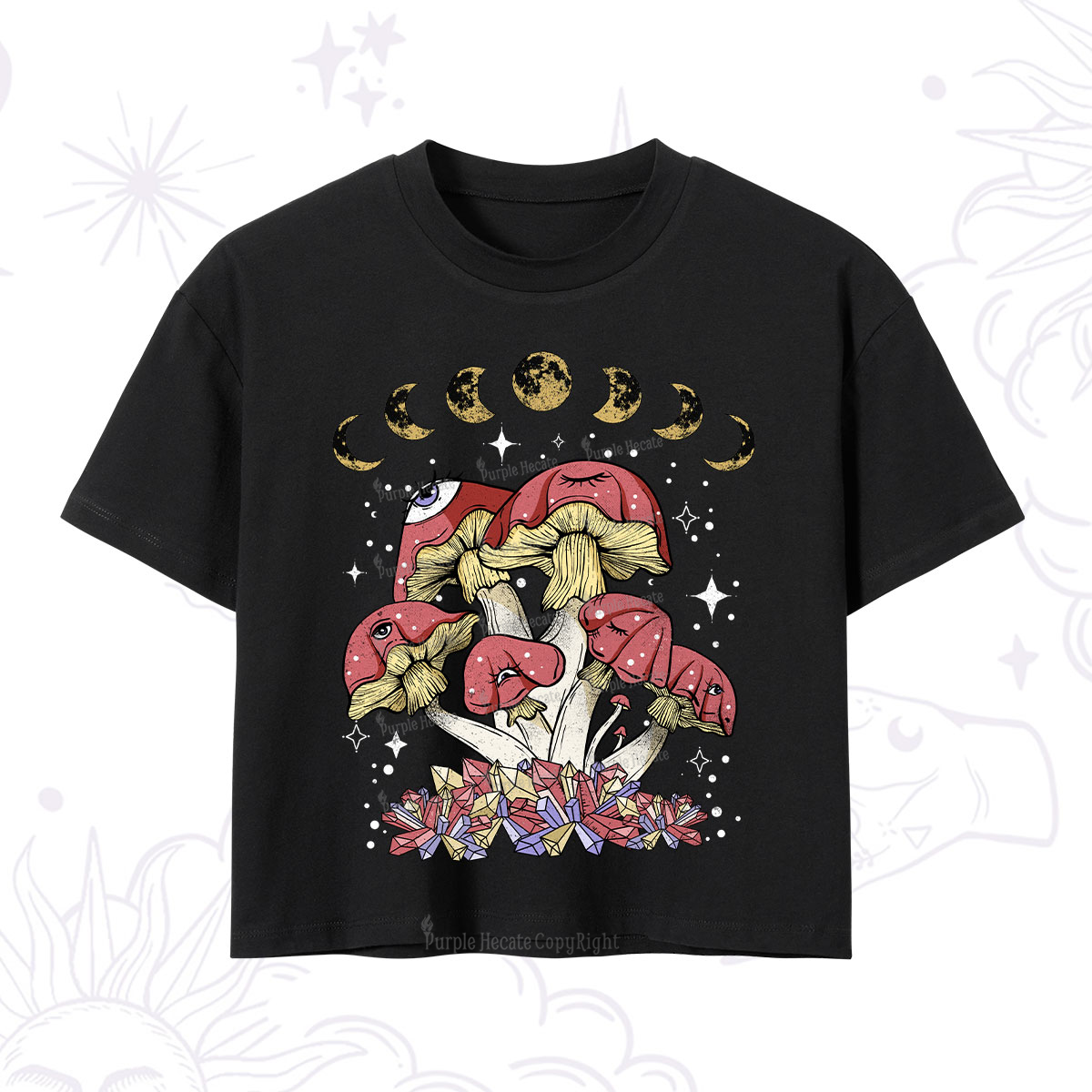 Purplehecate Magic Mushroom Crop T-Shirt