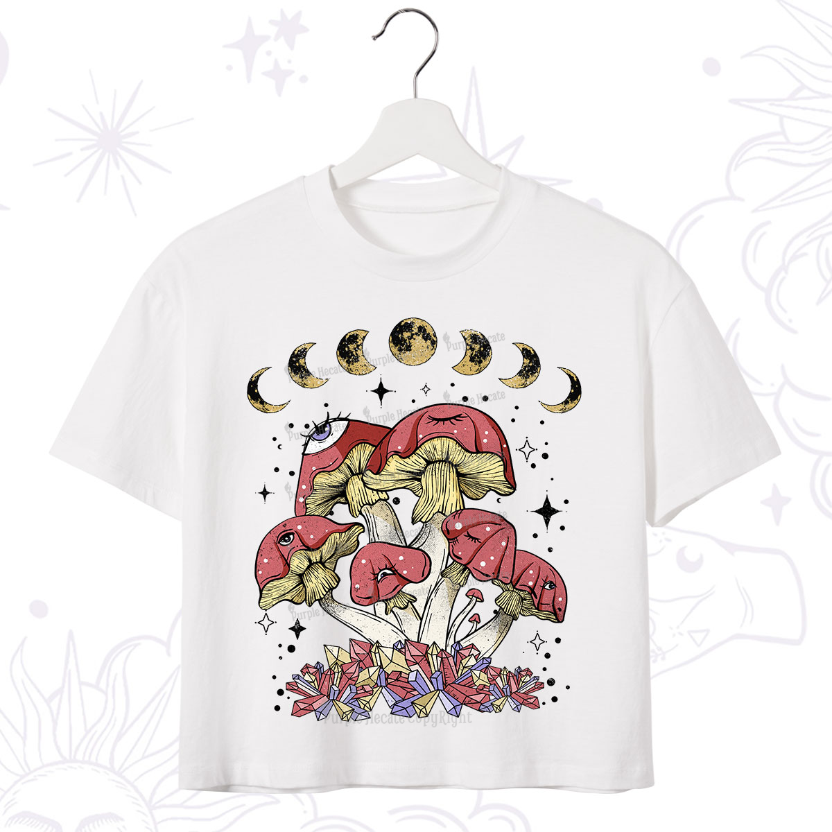 Purplehecate Magic Mushroom Crop T-Shirt