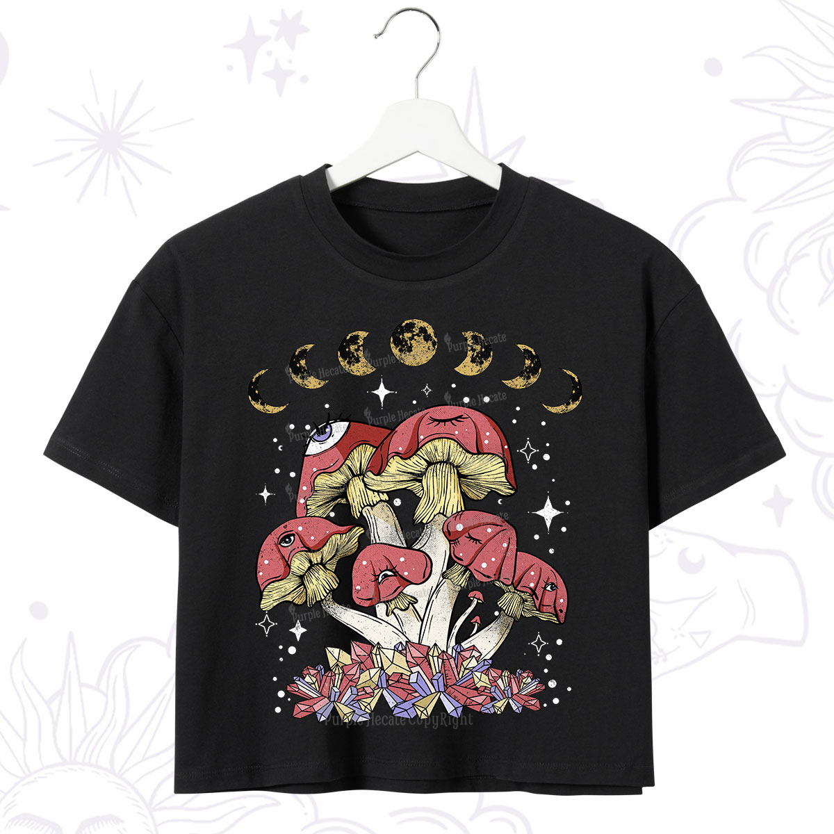 Purplehecate Magic Mushroom Crop T-Shirt