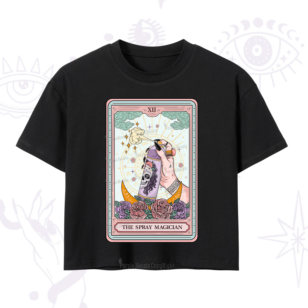 Purplehecate The Spray Magician Tarot Card Crop T-Shirt