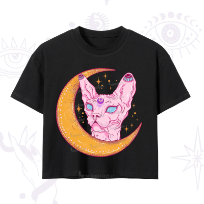 Purplehecate Mystical Witchy Cat Crop T-Shirt