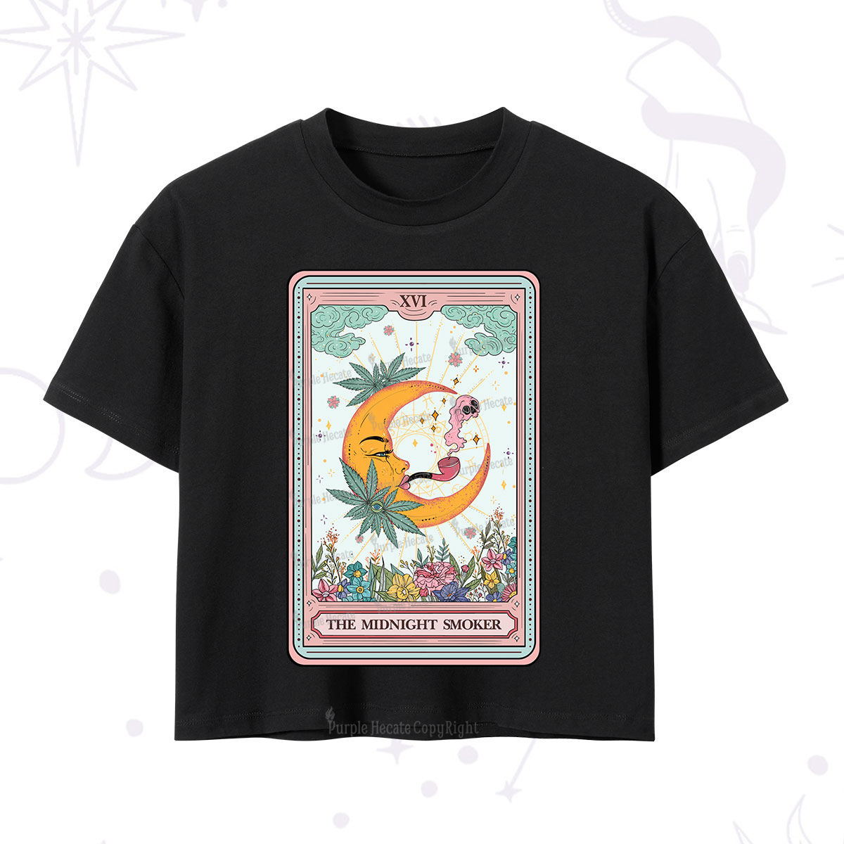 Purplehecate The Midnight Smoker Tarot Crop T-Shirt