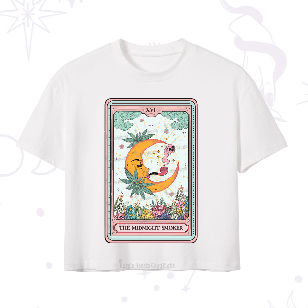 Purplehecate The Midnight Smoker Tarot Crop T-Shirt