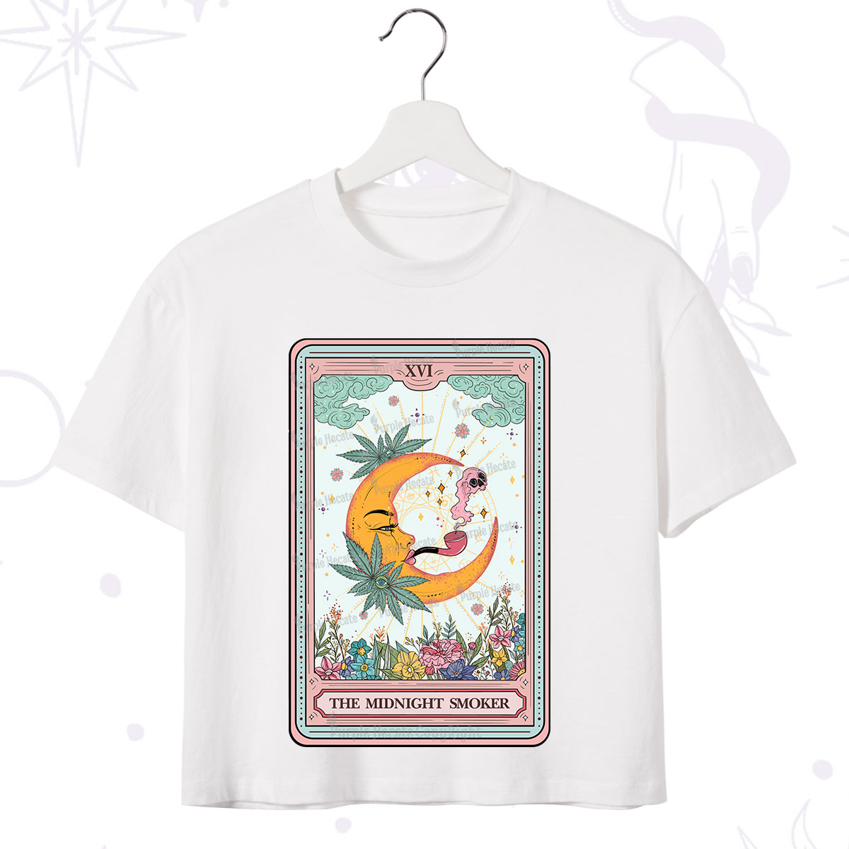 Purplehecate The Midnight Smoker Tarot Crop T-Shirt