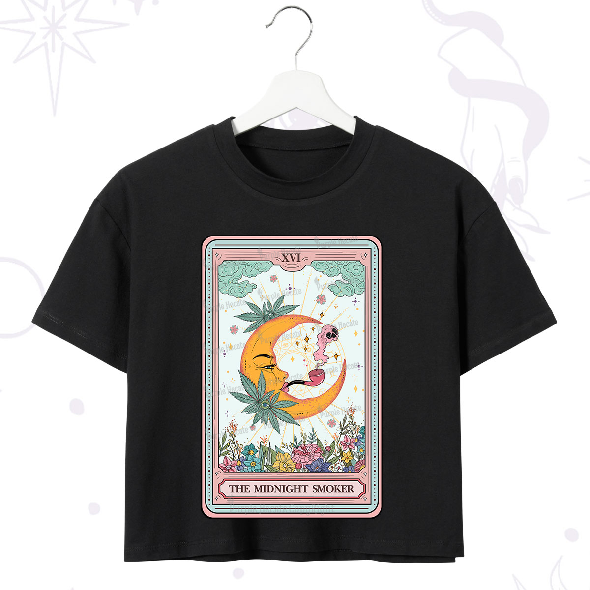 Purplehecate The Midnight Smoker Tarot Crop T-Shirt