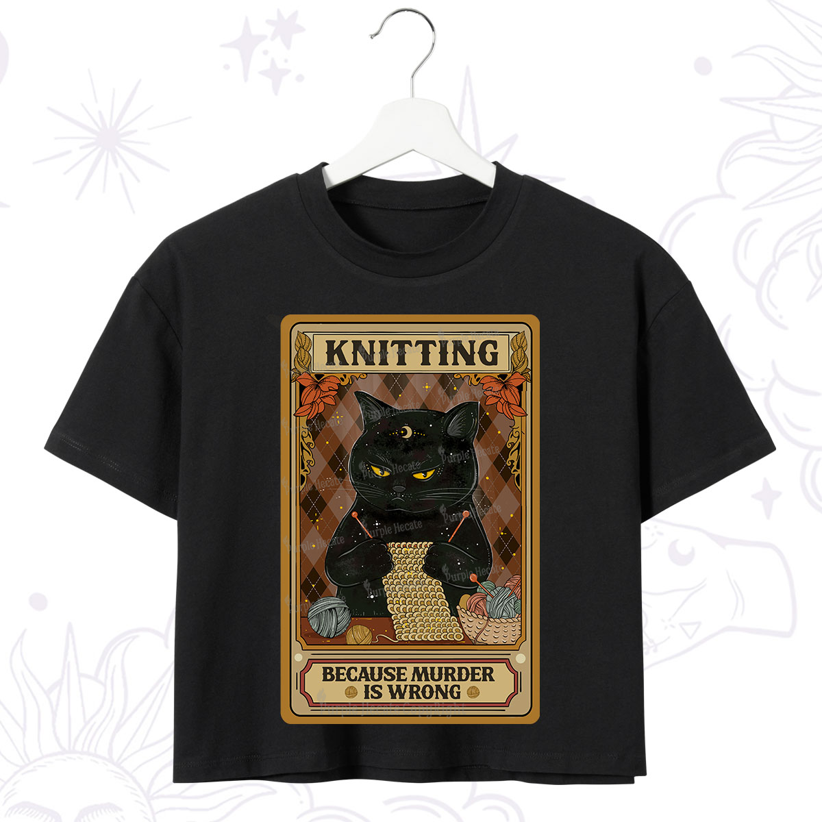 Purplehecate Knitting Because Murder Is Wrong Crop T-Shirt