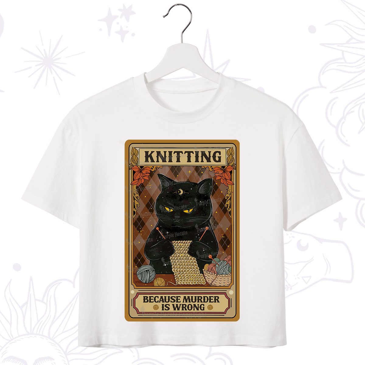 Purplehecate Knitting Because Murder Is Wrong Crop T-Shirt