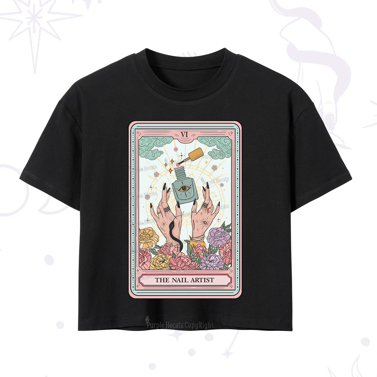 Purplehecate The Nail Artist Life Tarot Crop T-Shirt